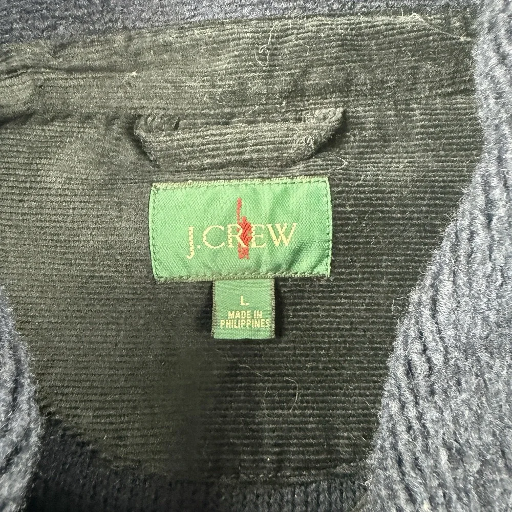 J Crew Jacket Men's L Blue Wool Blended Sweater Fleece Oarsman Minimal Full Zip